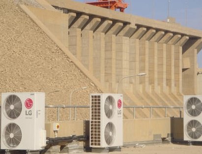 Outdoor HVAC units installed by Fahrenheit at the Merowe Dam facilities